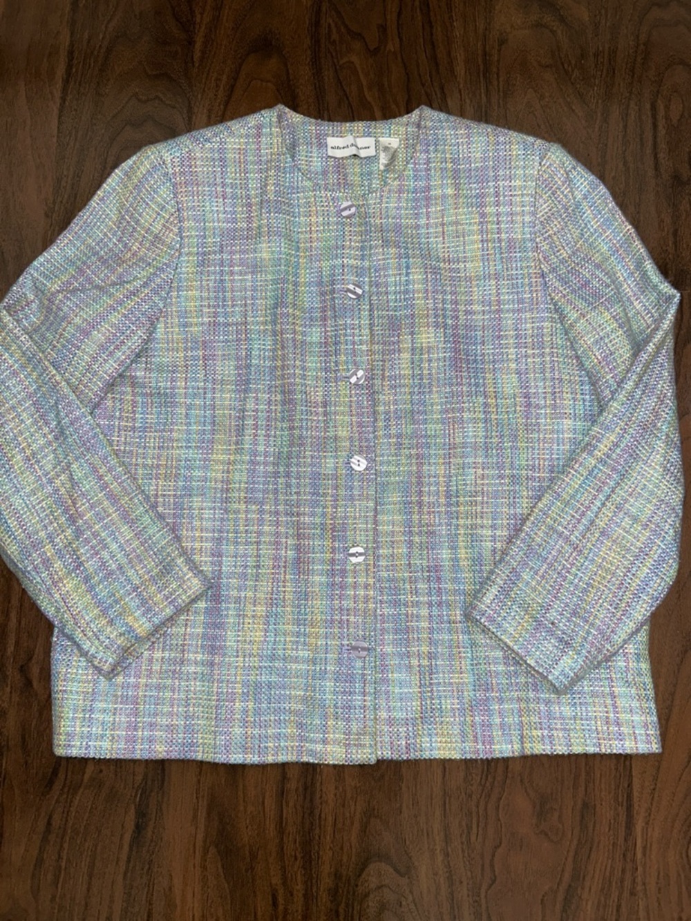 Alfred Dunner Pastel Multi-Color Tweed Blazer Jacket